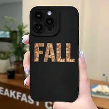 2026 Nueva Funda de Teléfono Escarchada, Funda de Teléfono - Patrón de Texto de Hoja de Otoño - Adecuada para Modelos de  y  - Funda Protectora de Teléfono Funda de Pareja Regalo de Novio y Novia Regalo de Vacaciones - Blanco antiguo - Ver 5