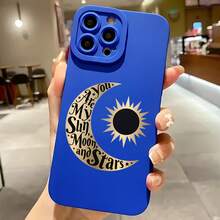 2026 nueva funda de teléfono esmerilada, funda de teléfono con impresión de luna y sol, diseño de luna y estrellas para iPhone 17 15 14 13 12 11 Pro Max Plus,  Galaxy S23 S22 S21 S20 S10 S9 S8 Note 20 10 9 8, regalo de pareja para él y ella, regalo de San Valentín o cumpleaños - Azul Klein - Ver 7
