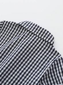 BOARNSEORL 男婴 Polo 领蝴蝶结格子衬衫，时尚百搭，适合休闲、上学、节日活动、春秋季 - 黑色 - 查看 5