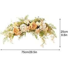 Flores de arco, guirnalda floral artificial para decoración de puerta delantera, de boda, flores rústicas florales artificiales para puerta, dintel, hojas verdes, rosa, peonía,(A) - Multicolor - Ver 5