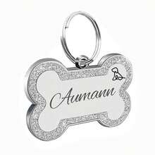 Placas de identificación grabadas para mascotas, placa de identificación personalizada para perros con cualquier nombre y texto, etiqueta de collar de perro personalizada con brillo, etiqueta de identificación con forma de hueso para mascotas y cachorros - perro - Ver 11