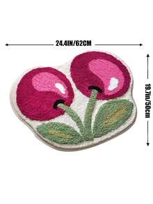 [US-Based Shipping]1Pc Cherry Fruit Bathroom Mat 50X62cm(19.7X24.4inch), Cherry-Shaped Puffy Velvet Bath Mat, Non-Slip Shaped Christmas Series Faux Cashmere Rug, Home Decor Living Room Bedside Rug, Bathroom Absorbent Mat, Cartoon-Style Faux Cashmere Rug, Home Durable Stain-Resistant Bathroom Mat, Thickened Absorbent Non-Slip Bathroom Door Mat, Suitable For Christmas, Thanksgiving, New Year, Valentine's Day, And Daily UseSoft Plush Washable Floor Mat For Bathroom, Bedroom, Living Room, Kitchen, Entryway, Non-Slip Absorbent Carpet Mat With Cherry Pattern - 彩色 - 查看 2