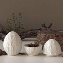DIY Easter Egg Storage Box Epoxy Resin Silicone Mold, DIY Woven Yarn Egg Storage Jar, Candle Holder, Plaster Cement Silicone Mold, Macrame Egg Decor Mold, Reusable And Easy Demold, Suitable For Creating Holiday Atmosphere - White - View 6