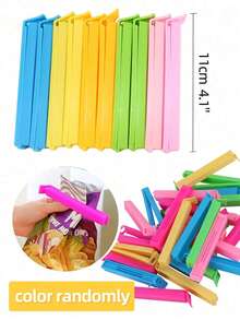 5/10/15/20个装便携式厨房食品零食密封夹，食品袋薯片夹，便携式食品保鲜密封夹，厨房配件，可重复使用，防潮防尘，适用于各种塑料袋和零食袋，厨房收纳整理，厨房配件，厨房小工具 - 彩色 - 查看 12