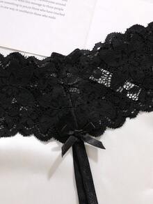 Sexy Lingerie Ladies' Black Lace T-Shaped Panties - Black - View 3