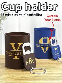 Customizable Bottle Opener & Can Cooler Set, Engraved With Text, Logo, Phone Number, Company Name, Personalized Gift Ideal For Christmas, Halloween, Thanksgiving, Mother's Day, Boyfriend, Girlfriend, Father's Day, Birthday, Groomsmen, Key Chain, Leather Bottle Opener, Multiple Designs, Multi-Functional, Anti-Mold, Ornamental, Reusable, Exquisite,Warm Ambience,Home & Living,Customized Wine Bottle Covers - Leather Cup Holder + Leather Bottle Opener - View 16