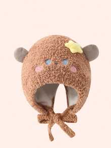 1 chiếc mũ len ấm áp mùa đông cho trẻ sơ sinh, mũ len hoạt hình dễ thương cho bé gái - Nhiều màu - Xem 4