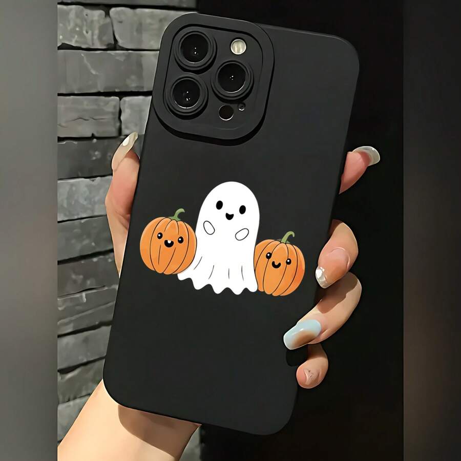 2026 nueva funda de teléfono esmerilada, funda de teléfono con impresión de fantasma de Halloween y calabazas para iPhone 17 14 13 12 11 Pro Max Se 2022 Galaxy S23 S22 S21 S20 A54 A53 A34 A33 A23 A22 A14 A13 A12 A03s funda protectora para pareja regalo de teléfono para novio novia regalo de vacaciones - Negro - Ver 1