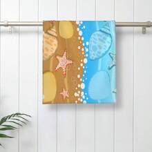 HAWTSummer Beach Ocean Seashells Hand Towels Decorative Set Of 2 Soft Absorbent Nautical Starfish Bath Hand Towels For Bathroom Home Hotel Spa Gym Yoga Nautical Beach Bathroom Decor 14"X28" - BeachOcean - View 4