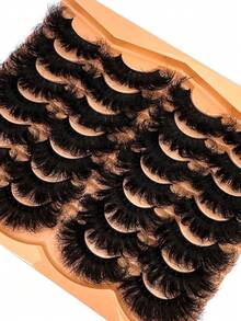 14 Pairs Extra Thick & Fluffy Cat Eye False Eyelashes, Natural Soft Faux Mink Lashes 3D Messy Mink Lashes, Dramatic Lengthening & Curling Full Strip Lashes For Beauty Makeup, Reusable For Daily & Party Use - Fluffy Lashes - View 5