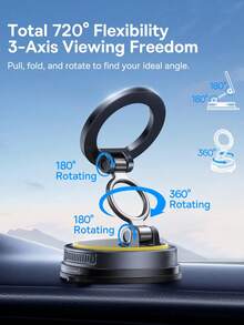 New Car Phone Mount - Dual Magnetic & Vacuum Suction Holder, Zinc Alloy Base With Gel-Filled Bottom, 360-Degree Rotation, Foldable Design, Strong Grip For Navigation, GPS, Smartphone, Universal Dashboard Mount, Stable Auto Phone Bracket - one-size - View 6