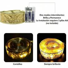 Luces de Cinta Navidad 10 Metro Luces 100 Luz LED Oro Batería Cargada Alambre de Cobre de Doble Capa Luces de Hadas Para Bodas Año Nuevo Adornos para Árboles de Navidad Amarillo - amarillo - Ver 6