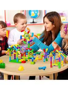 Khối xây dựng STEM Ống Ống Đồ chơi học tập Quà tặng sinh nhật, Đồ chơi giáo dục tự kỷ tương thích Xây dựng đường ống xây dựng cho trẻ em trai gái từ 3 4 5 6 7 8 tuổi trở lên - Nhiều màu - Xem 5