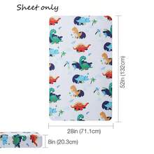 1件婴儿床床笠，柔软卡通印花，适用于标准婴儿床床垫，男女通用 - 彩色 - 查看 17