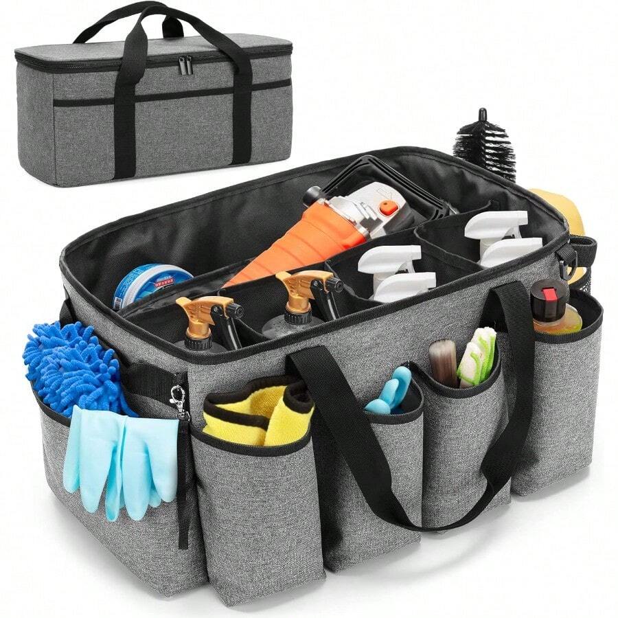 GSYY Detailing Bag With Polisher Carry Bag Large Detail Car Care Box For Auto Detailing Supplies Car Wash Caddy And Trunk Organizer For Buffer Bottle Towel And Cleaning Kit G Patent Design - trắng - Xem 1