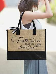 Este bolso/bolsa de cosméticos para mujer con temática cristiana está hecho de material de lona, con gran capacidad, adecuado para bodas, cumpleaños, vacaciones, playas, fiestas y otras ocasiones, convirtiéndolo en un excelente regalo para mujeres. - Multicolor - Ver 5