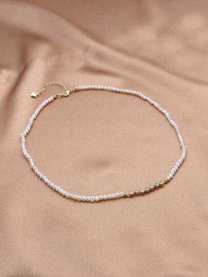 1 pieza Collar de perla natural chapado en oro de 18K, regalo para el Día de la Madre, San Valentín, cumpleaños, boda, compromiso, novia