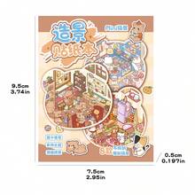 Sách dán hình nhỏ - Sách dán hình cảnh thu nhỏ, kèm nhíp kim loại, Bộ sưu tập thú cưng và đồ ăn dễ thương gồm 8 cảnh khác nhau, Sách dán hình trang trí tự làm - Nhiều màu - Xem 4