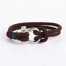 1pc Men's Horseshoe Bracelet, Double Layer Nylon Braided Wristband, Unisex Casual Wrist Accessory, Delicate Minimalist Fashion Design, Ideal Gift For Family, Friends, Partners On Holidays And Birthdays - Silver Horseshoe Buckle Nylon Bracelet - View 15