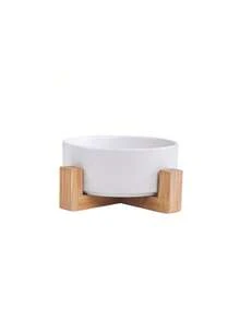 1 bát sứ cho mèo/chó, bát uống nước cho thú cưng, bát đựng thức ăn cho mèo, bát đựng thức ăn cho chó kèm chân đế gỗ chống trượt giúp bảo vệ cổ, bát ăn cho thú cưng, có thể rửa bằng máy rửa chén và dễ dàng vệ sinh. - 400ML - Xem 5