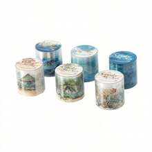 Bộ 6 cuộn băng dính Washi chủ đề bờ biển, bao gồm hình ảnh bãi biển, sóng biển, vỏ sò và họa tiết sao biển - Băng dính PET chống thấm nước màu xanh nhạt, xanh ngọc lam, vàng, trắng, nâu, be - Thích hợp cho sổ kế hoạch, đồ thủ công tự làm, gói quà - Băng dính trang trí bờ biển với họa tiết vỏ sò và hàng hải, hoàn hảo cho việc làm sổ lưu niệm và các dự án sáng tạo - Bộ 6 tập - Bộ truyện Nhật ký bên bờ biển - Xem 12