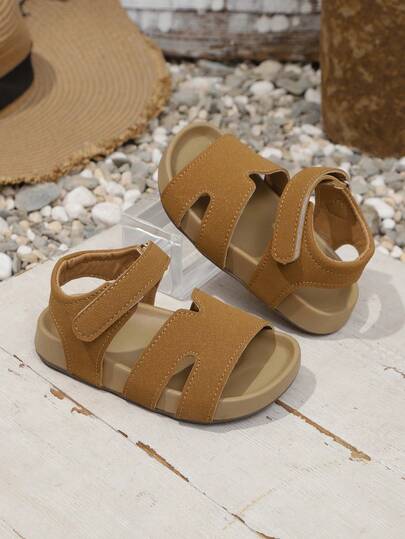 1 Pair Kids Open Toe Anti-Slip Beach Sandals, Soft Bottom Casual Slip-On Slippers For Boys & Girls