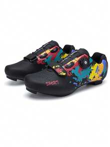 Zapatos de ciclismo de carretera para mujeres con diseño de 3 correas, adecuados para bicicleta de carrera de carretera - Negro - Ver 2