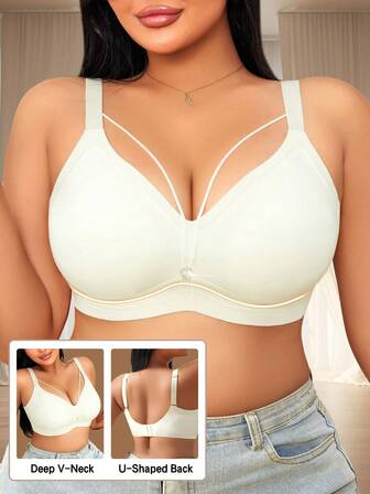 1件大码无钢圈无缝加厚文胸，舒适支撑