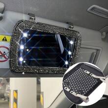 1 pieza Espejo de visera de coche con diamantes de imitación (versión sin luz) - Accesorio de maquillaje creativo, regalo perfecto para el hogar, espejo de visera de coche, espejo de decoración de diamantes popular, espejo compacto de visera de coche - Superficie de espejo de vidrio rectangular y plano, herramienta auxiliar de espejo retrovisor para mujeres, accesorio de coche | Regalo ideal, accesorio de para conducir | Estética moderna | Vidrio duradero, espejo de visera de coche - Multicolor - Ver 18