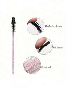 100PCS Crystal Pink Eyelash Brushes, Mascara Wands With Container, Bendable Disposable Eyebrow Spoolies, Lash Brush For Lash Extensions, Eyebrow Spoolie, Castor Oil Brushes - View 3