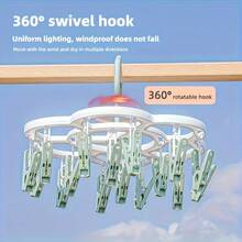 [Rotating Clothes Rack]Drying Rack 360° Rotating Hooks, Durable Plastic Sun-Drying Clothes Rack | Multi-Directional Drying, Space-Saving Laundry Tissue, Enhanced Grip Clips - Suitable For Socks, Bras, Underwear - Multicolor - View 1