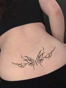 1 Piece Of Valentine's Day Temporary Tattoo Sticker, Y2K Simple Style Succubus Butterfly Totem Pattern, Waterproof, Sweatproof, Washable, Non-Reflective, Arm And Shoulder Simulation Tattoo, Suitable For Fashionable People, Lasting 3-5 Days - Multicolor - View 3