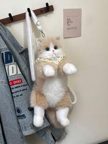 Simulation Cloth Cat Backpack Kitten Schoolbag Best Gift For Girls Random Scarf Random Comb Cute Bag Fashion Backpack Christmas Gift Valentine's Day Gift - Grey - View 10