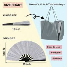 13-Inch Large Folding Fan, Shining - Hand Fan Pops Out Fan Strings, Dance To Strike Fan Boots, Dance On The Ground, Party, Outdoors, Decoration Shining - 銀色 - 查看 2