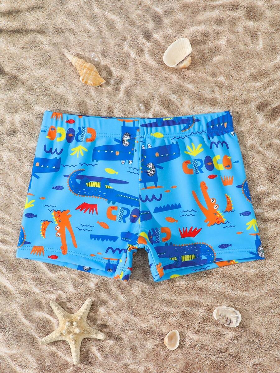 RWX VEST Sunga Bebê Estampada Crocodilo Azul – Confortável e Divertida para Praia e Piscina 2025 B3637