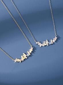 1pc S925 Sterling Silver Geometric Pearl & Zirconia Decor Necklace For Women, Elegant Design - one-size - View 6