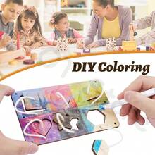 蒙特梭利忙碌板木制玩具DIY零件锻炼宝宝手指精细动作早期教育教学工具手眼协调能力探索能力活动板，成人DIY拼图玩具送给宝宝的礼物 - 包含珠子、滚轮、旋转齿轮、形状匹配等。（需成人安装） - 彩色 - 查看 5