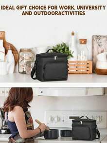 1pc/2pcs Student Insulated Lunch Bag, Square Handheld Bento Box Bag, Aluminum Foil Lunch Bag, Suitable For Lunch, Beach, Drinks, Travel, Camping, Picnic, Car