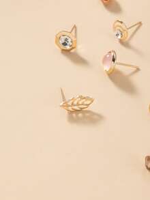 30pcs Assorted Women's Fashion Earrings Set, Metal Faux Pearl, Cute Flower, Heart, Square, Geometric, Rhinestone, Casual Everyday Wear Jewelry Gift - Multicolor - View 4