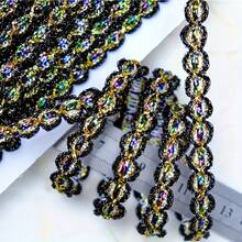 1 Stück lebendige gewebte Spitzenborte, verschiedene Farben erhältlich, 1,5 cm breit, Bekleidungszubehör, geeignet für Bekleidung, Partys, Geschenke, Heimdekoration, ideal für DIY-Basteleien, Nähen, Schmuckherstellung und Feiertags-Dekorationen wie Halloween, Weihnachten, Erntedank - Verschiedenfarbig - Übersicht 10