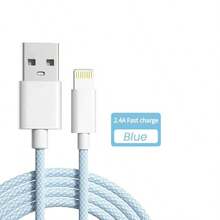 2.4A 彩色 USB A 转 Lightning 数据线，快充线，兼容 14 Pro Max/14 Pro/14/13 Pro Max/13 Pro/13/12/11/XS/X/XS Max 系列 Lightning L 型编织数据线配件 - 彩色 - 查看 8