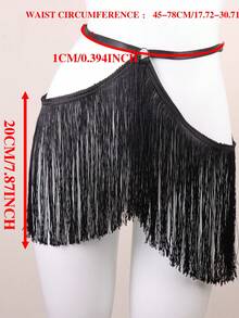1 chiếc đai lưng tua rua gợi cảm cho nữ, đai lưng Burlesque, đai lưng co giãn có thể điều chỉnh cho đêm tiệc disco - màu đen - Xem 6