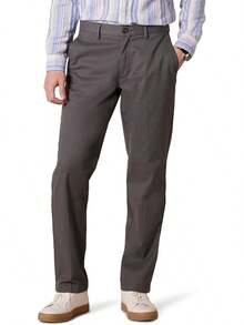 Men's Straight-Fit Wrinkle-Resistant Flat-Front Chino Pant - Style - Khaki Beige - View 5