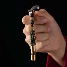 Pure Brass Outdoor Survival Whistle - Convenient To Carry, Can Be Used As Keychain/Key Ring - With Rope - Chinese Element Design, Unisex Outdoor Whistle/Car Key - Household Key - Pendant Ornament - Whistle Keychain (without Cord) - View 6