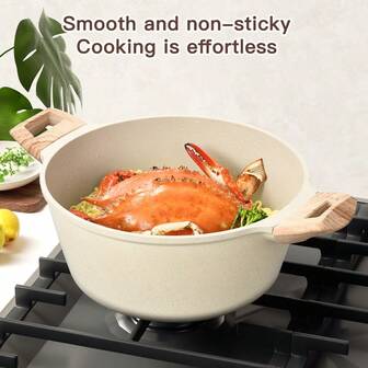 White Non-Stick Pot, Marble Stone Pot, Suitable For Home Cooking, Stewing, All Stove Types