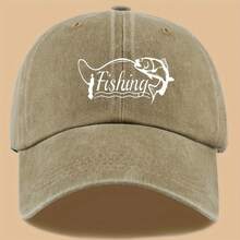 [Breathable Fishing Cap] 1pc Breathable Adjustable Unisex Fishing Fish Print Outdoor Baseball Cap |   5 Colors (Black/Dark Blue/Olive/Red/Maroon) For Cycling, Hiking, Spring Adventures - Gift For Birthdays, Holidays, Boyfriend/Girlfriend, Durable Construction, Sports Lovers - 咖啡色 - 查看 6