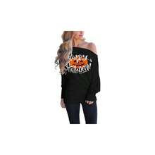 Women Plus Size Sports Sweatshirts - M + Black Pumpkin Head Print - View 1