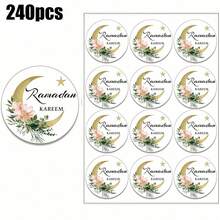 60pcs/120pcs/240pcs Eid Mubarak Wreath Round Stickers, Suitable For Ramadan Party Gifts And Packaging - Multicolor - View 18