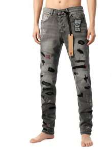 Men American Style Jeans High Quality  Casual Distressed Patch Slim Fit Skinny Ripped Embroidered Denim Pants For Men Fashionable Streetwear Brand New Design - 1 - Xem 2