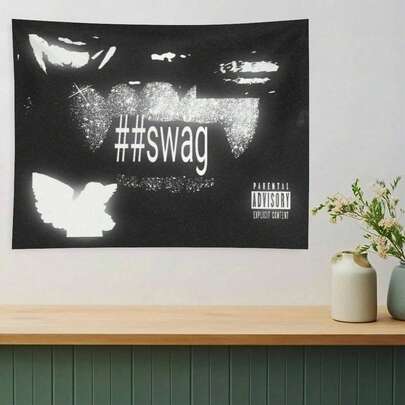 1件装说唱歌手专辑挂毯，适用于客厅和卧室，卧室美学墙饰，家居装饰，涤纶面料，室内设计，墙面装饰，梦幻装饰，趣味设计，轻质材料，布料，美学墙面装饰，装饰挂毯，宿舍房间装饰